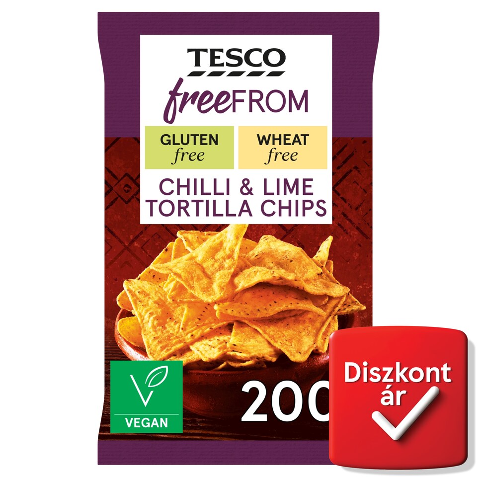 Tesco Free From gluténmentes chili és lime ízesítésű kukoricasnack 200 g