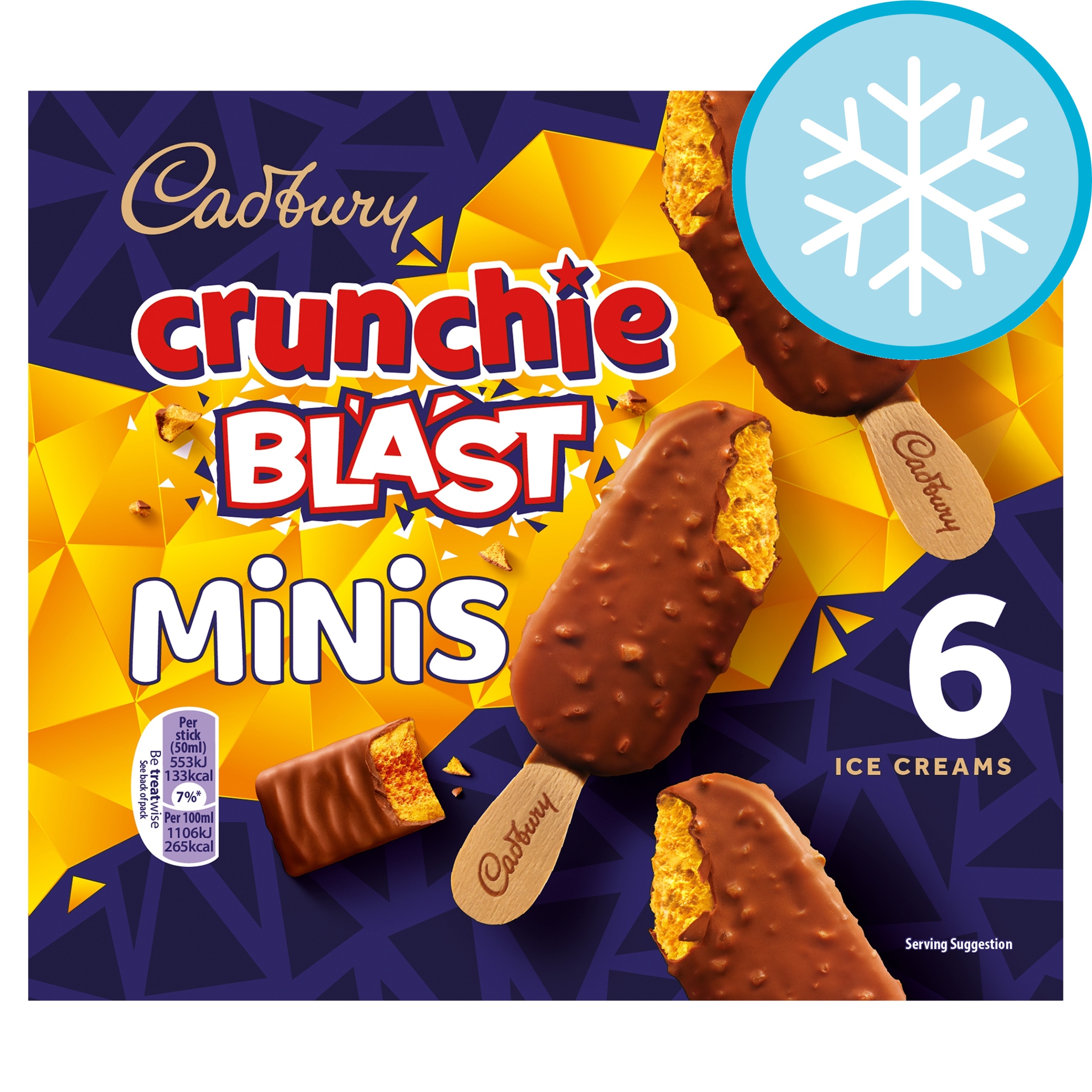Cadbury Crunchie Blast Mini Ice Cream Sticks 6x50ml