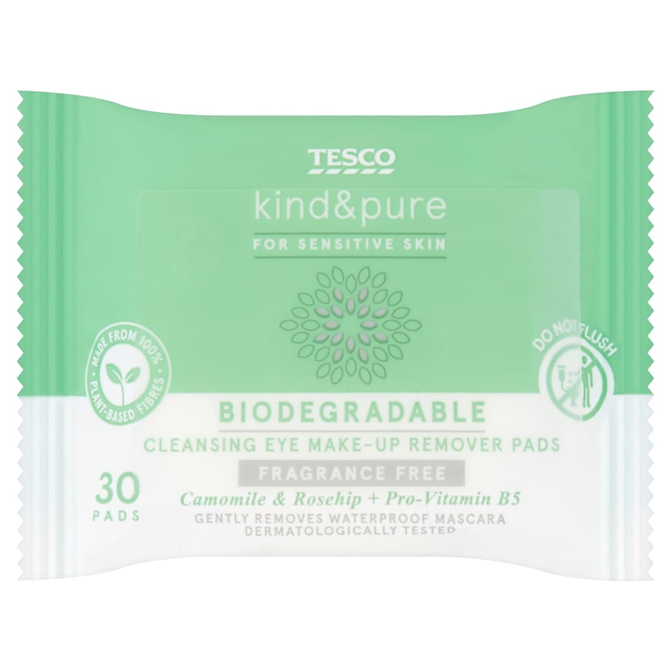 Tesco Kind & Pure Biodegradable Eye Make Up Remover Pads 30