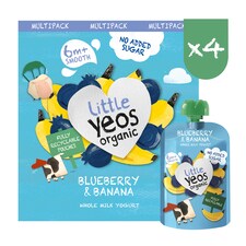 Yeo Valley Organic Little Yeos Blueberry & Banana Yogurt 4x85G