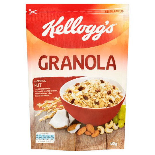 Kelloggs Granola Glorious Nut 450G Tesco Groceries