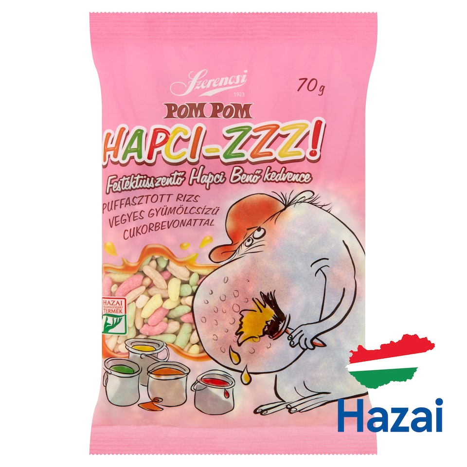 Szerencsi Pom Pom Hapci-Zzz! puffasztott rizs vegyes gyümölcsízű cukorbevonattal 70 g  1. kép
