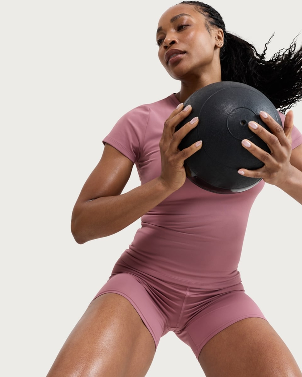 image 1 of F&F Active EVERYHOUR High Waisted Cycling Shorts in Pink