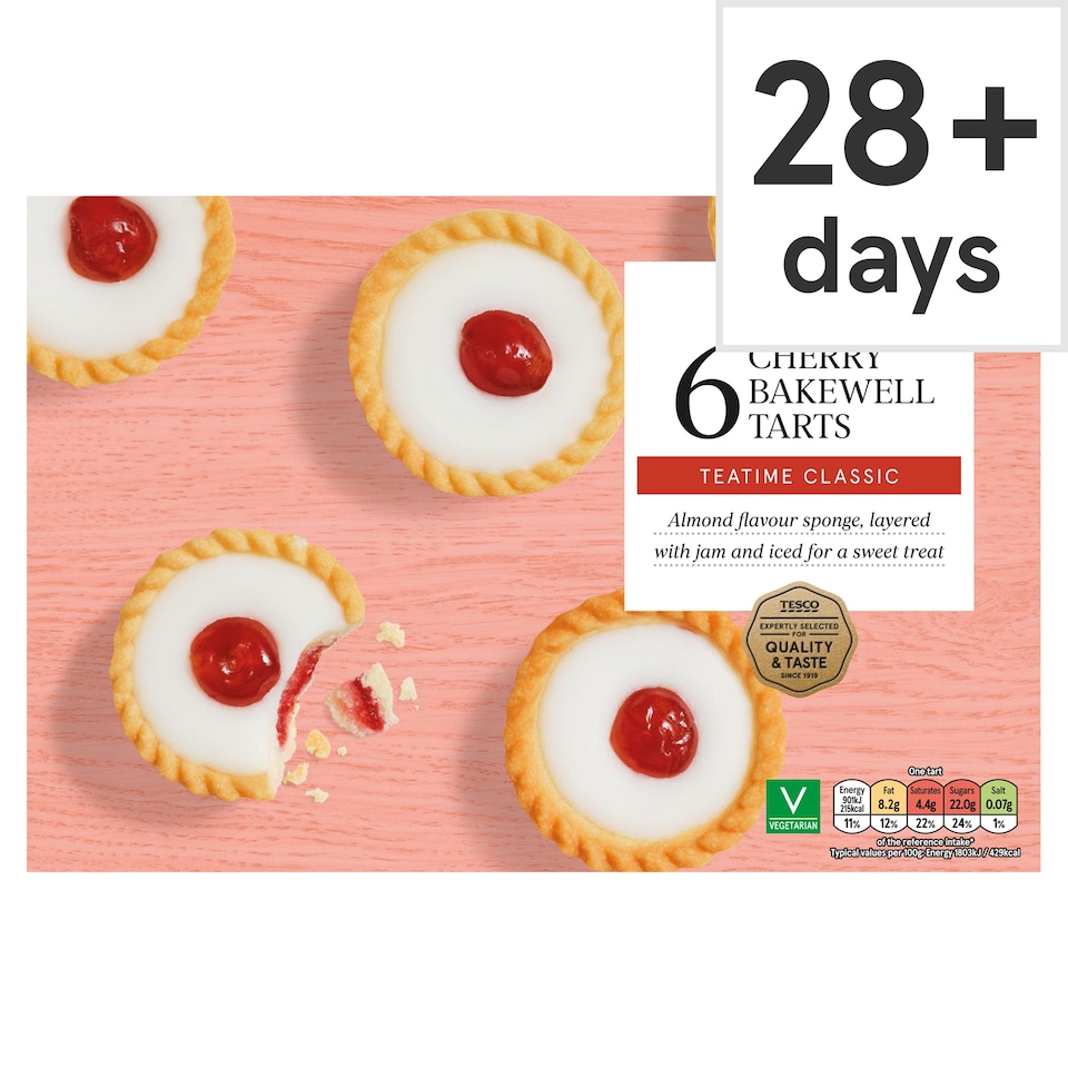 Tesco Cherry Bakewell Tarts - Almond, Plum, Raspberry 6 Pack