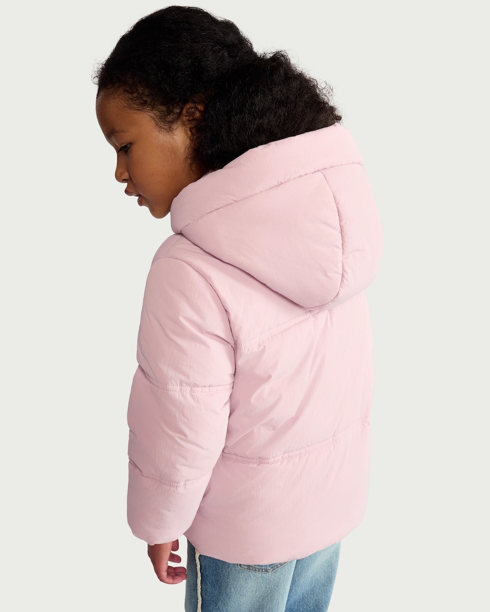 image 1 of F&F Girls Shower Resistant Hooded Padded Coat in Pink