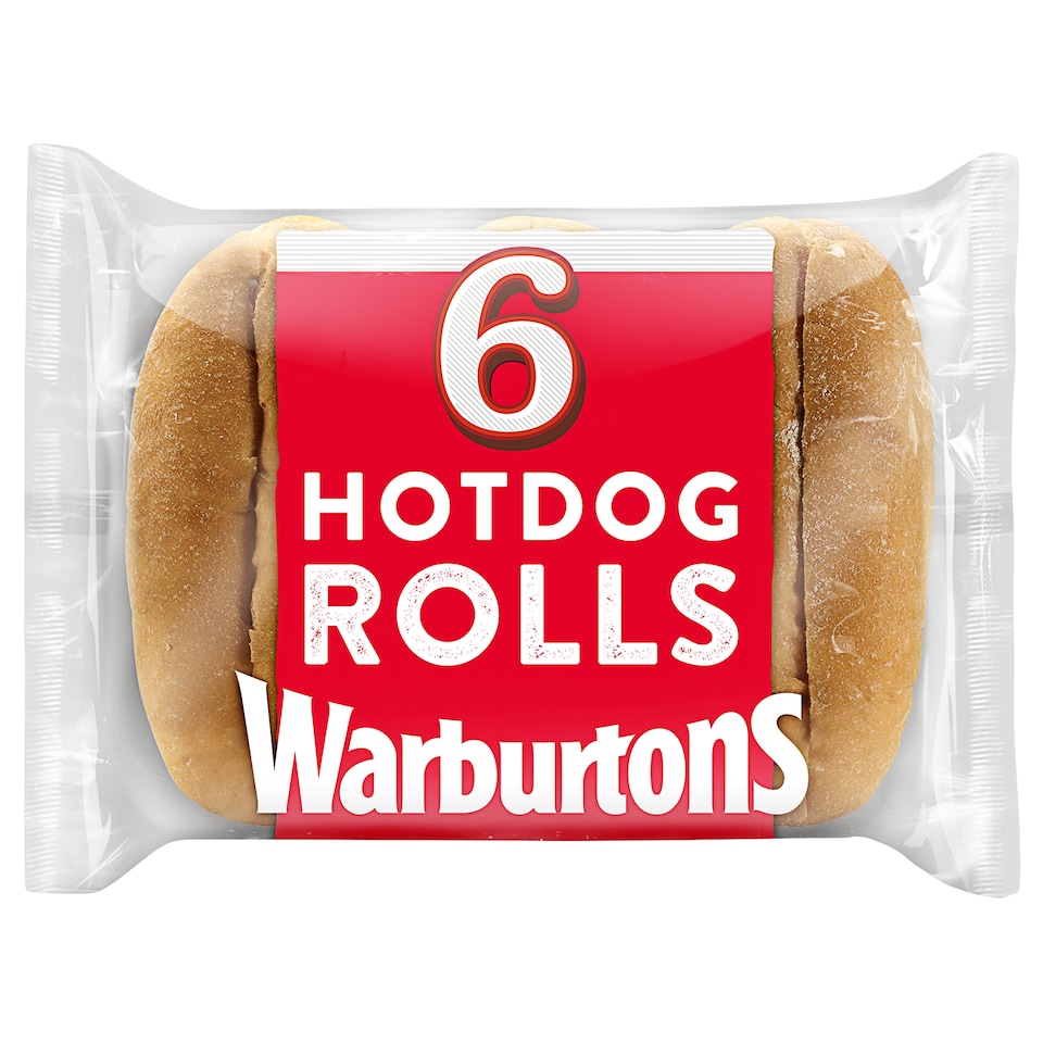image 1 of Warburtons Hot Dog Rolls 6 Pack Sliced