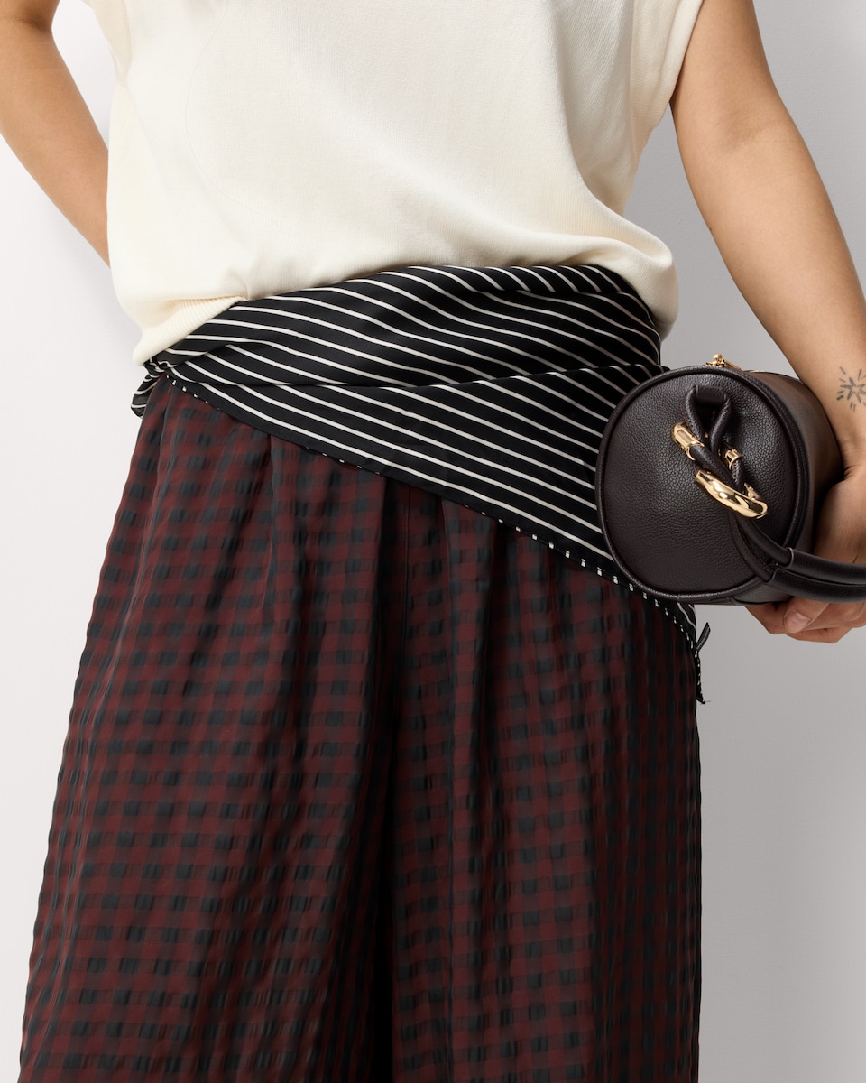 image 1 of F&F Checked Balloon Trousers in Brown