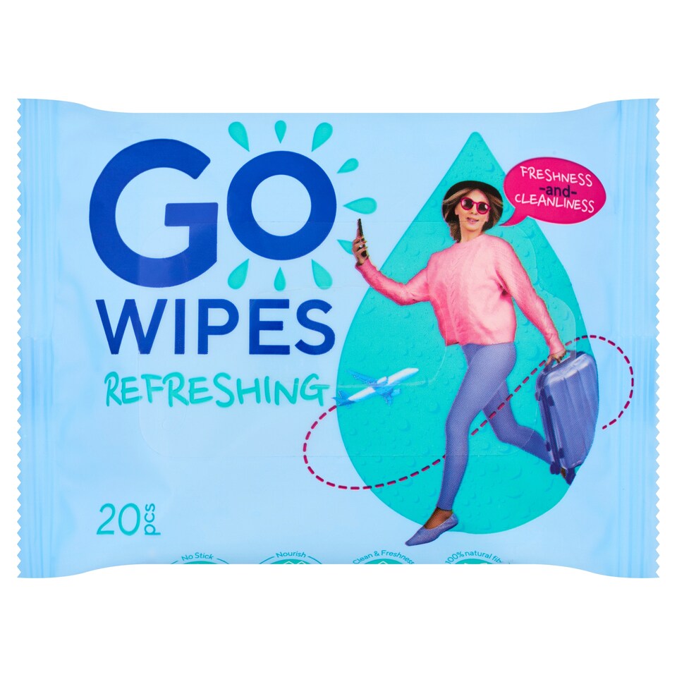 obrázok 1 z Go Wipes Osviežujúce vlhčené obrúsky s vitamínom E a D-panthenolom 20 ks