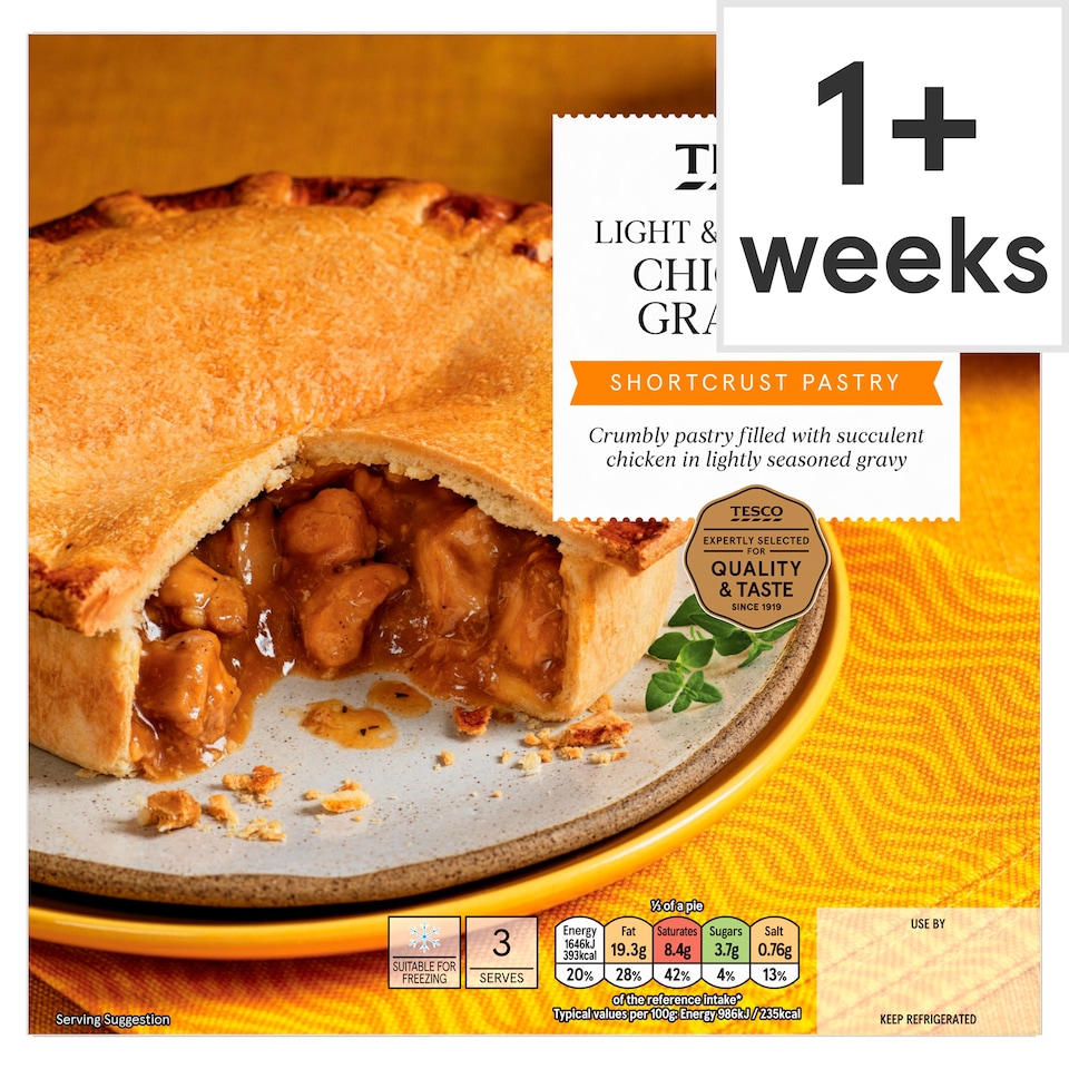 Tesco Chicken & Gravy Shortcrust Pastry Pie 500G