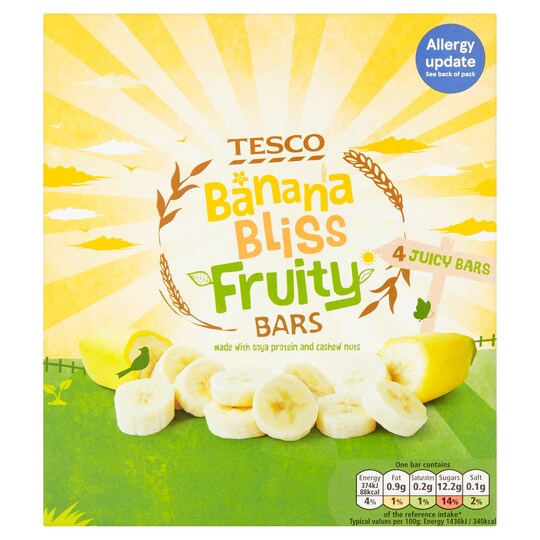 Tesco Banana Bliss Fruit Bars 4 Pack 104G
