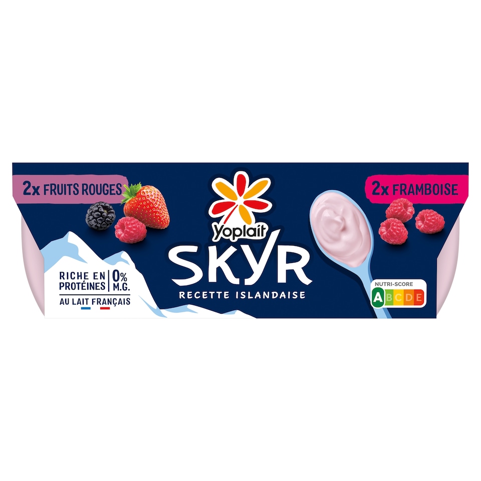 Yoplait Skyr Raspberry And Mixed Berry Yoghurt 4X100g