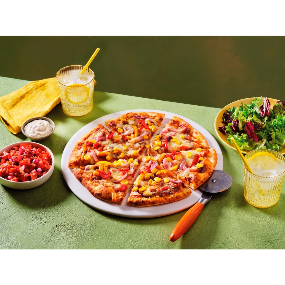 image 1 of Tesco Stonebaked BBQ Rainbow Veg Pizza 356g