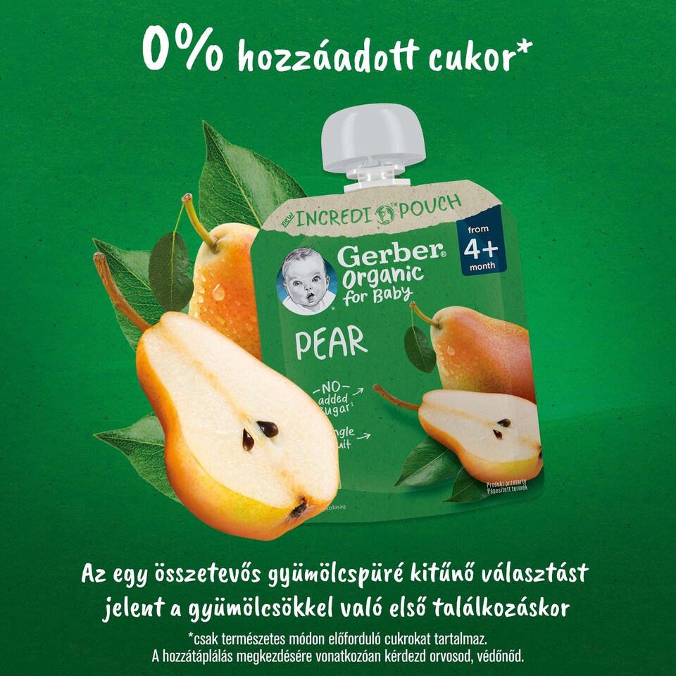 Gerber bio körte gyümölcspüré, 4 hónapos kortól 80 g 1. kép