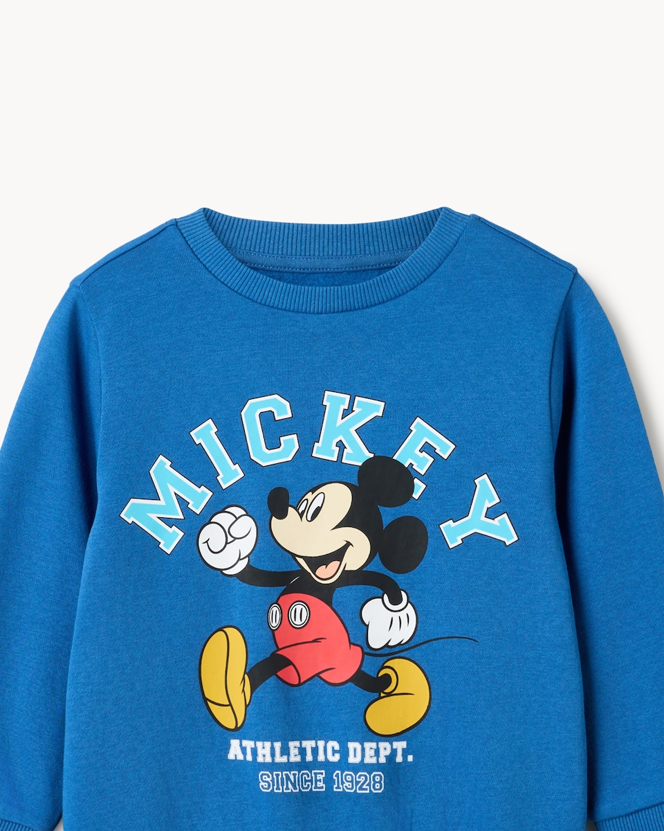 image 1 of Disney Mickey Mouse Cotton Rich Sweatshirt in Blue