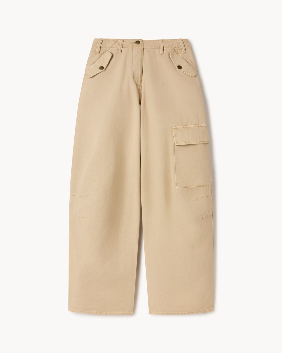 image 1 of F&F Pure Cotton Cargo Trousers in Tan