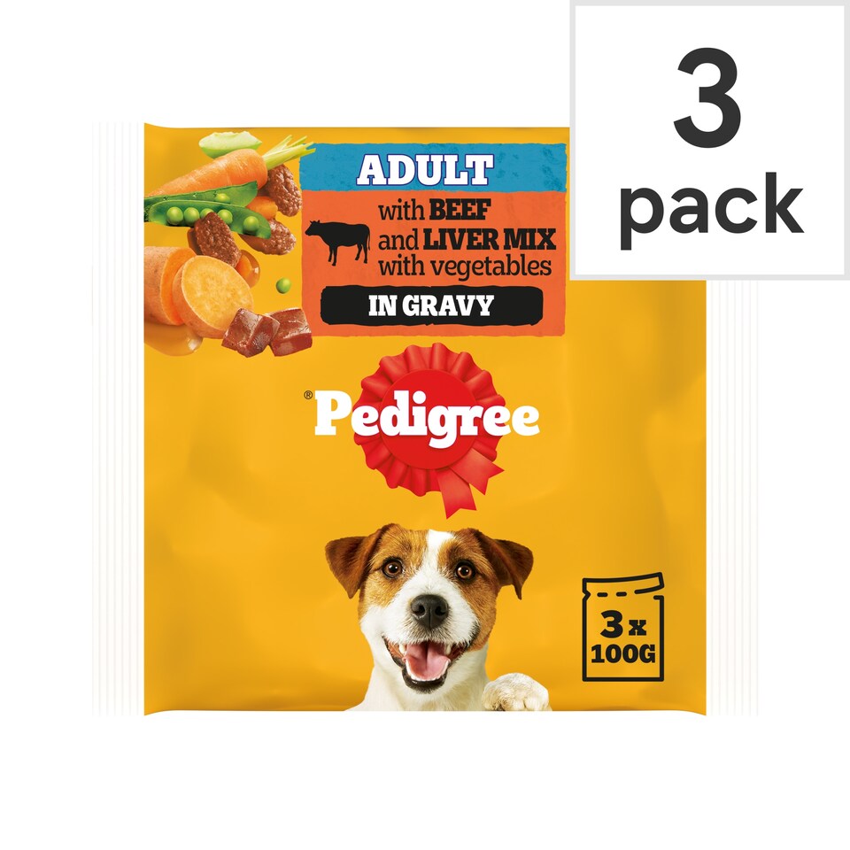 image 1 of Pedigree Pouches Beef Vegetable In Gravy Dog Food 3X100g