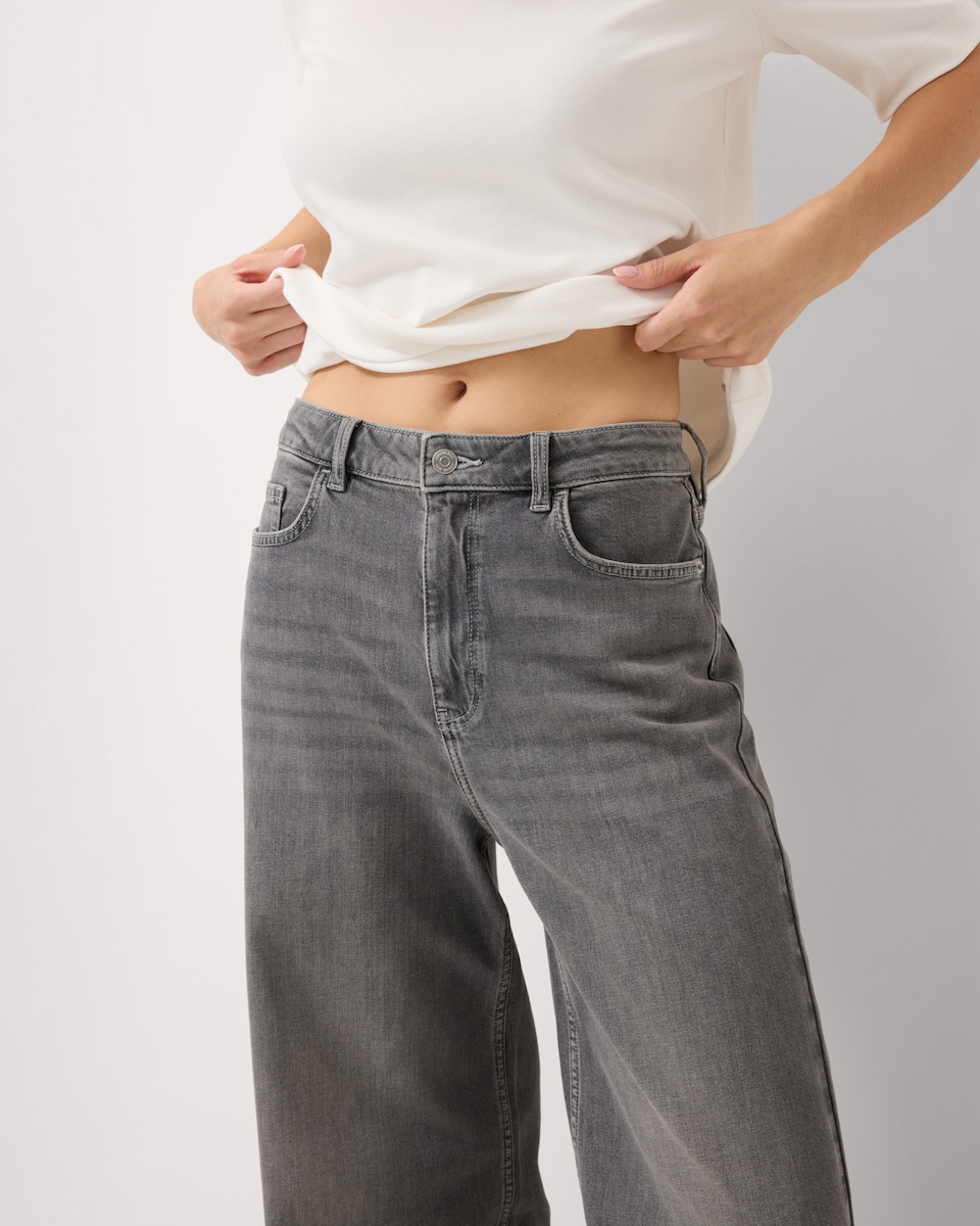 image 1 of F&F High Rise Wide Leg Jeans in Grey