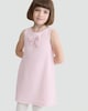 image 2 of F&F Girls Textured Bow Accent Sleeveless Dress in Pink