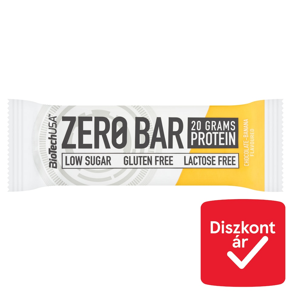BioTechUSA Zero Bar csokoládé-banán ízű fehérjeszelet édesítőszerekkel 50 g  1. kép