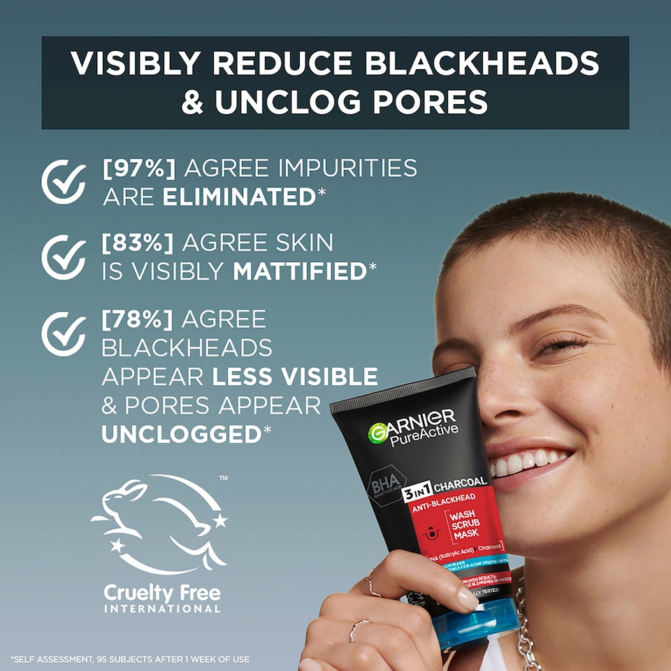 image 1 of Garnier Pure Active 3 In 1 Charcoal Face Wash 150Ml