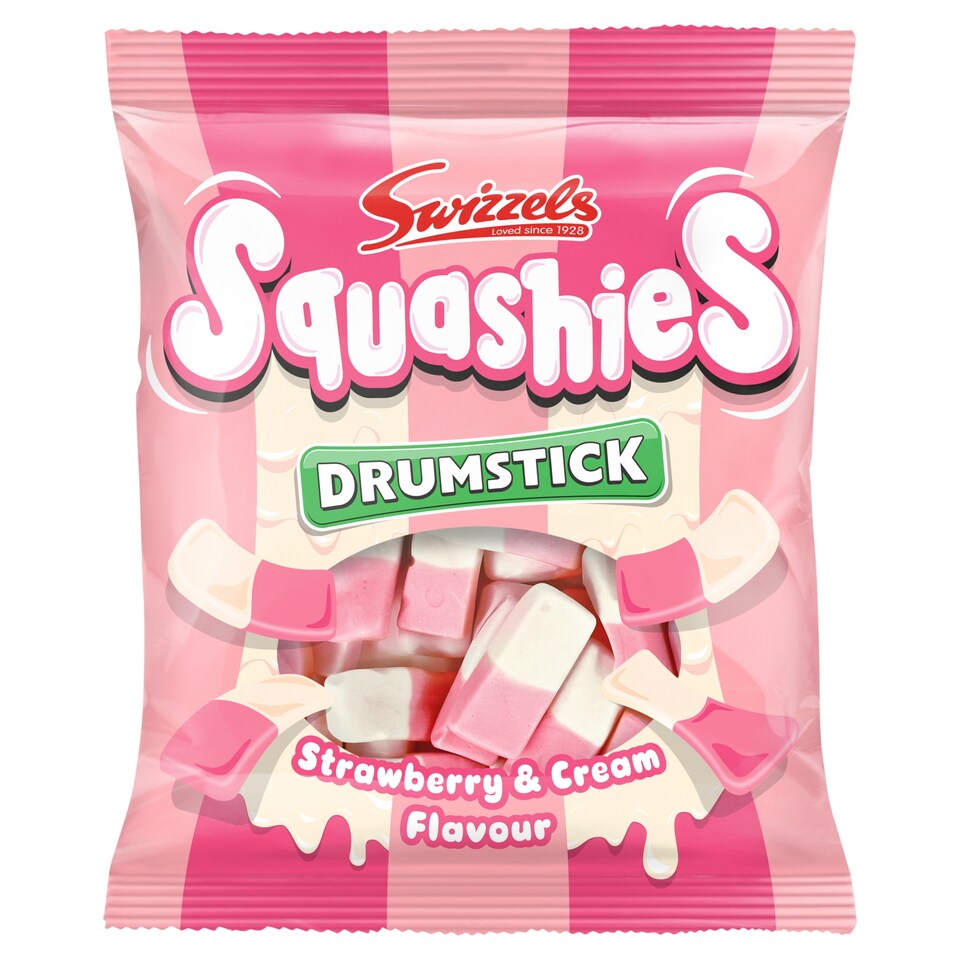 image 1 of Swizzels Drumstick Squashies Strawberry & Cream Flavour 100g Clip Strip