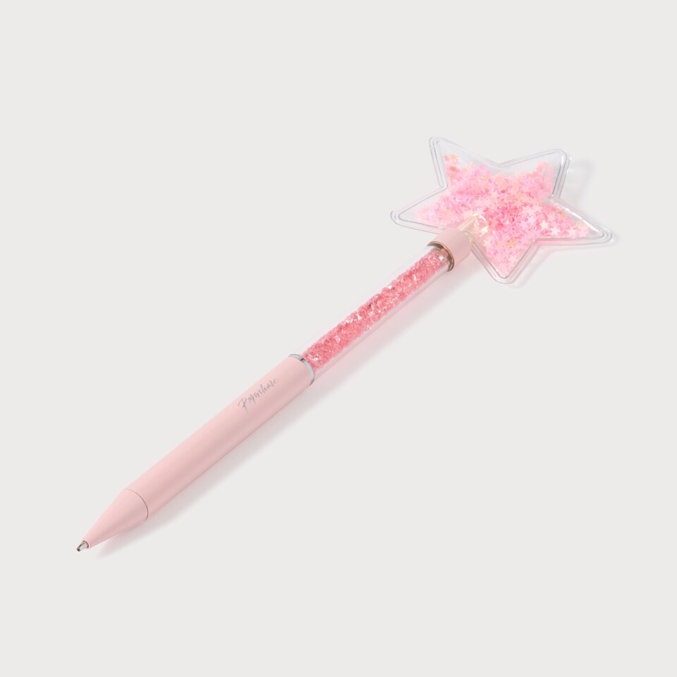 image 1 of Paperchase Pink Sparkle Star Single Ballpoint Pen