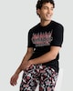image 1 of F&F Pure Cotton Stranger Things T-Shirt and Cuffed Joggers Pyjamas Set in Black