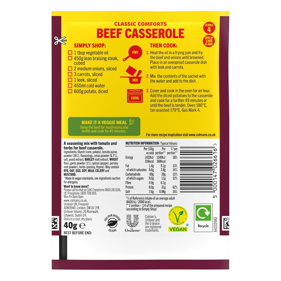image 1 of Colman's Beef Casserole Recipe Mix 40G