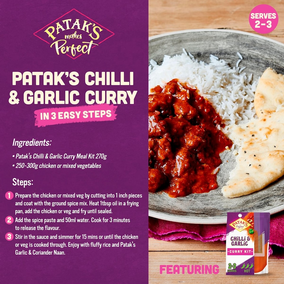 image 1 of Patak's Chilli & Garlic Curry Kit 270g