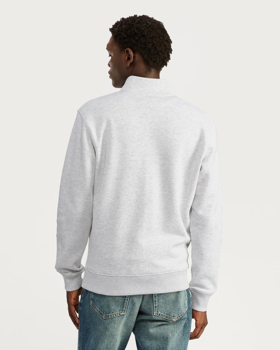 image 1 of F&F Cotton Rich Half Zip Funnel Neck Sweatshirt in Grey Marl
