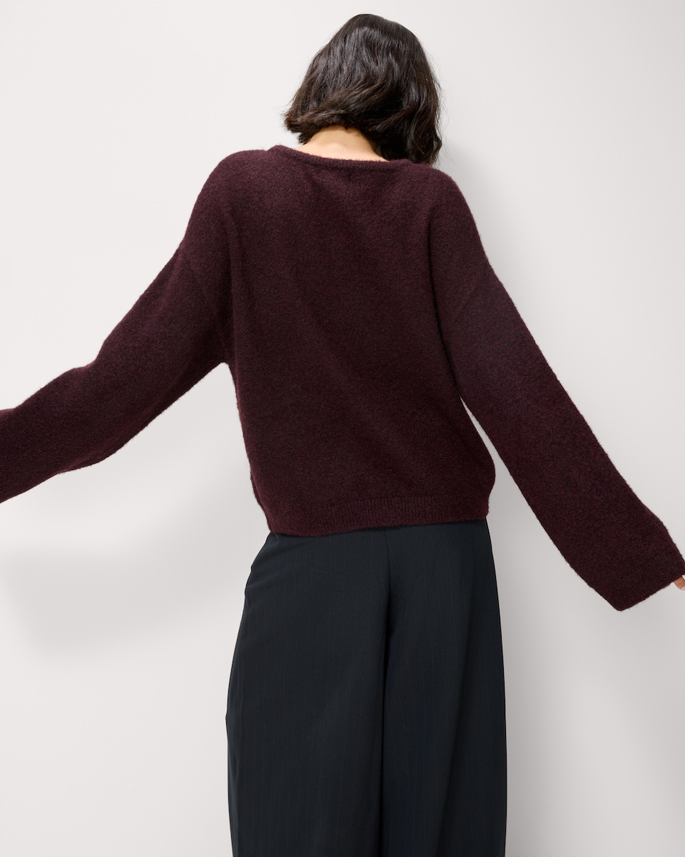 image 1 of F&F Brooch Knitted Jumper with Wool in Burgundy