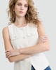 image 2 of F&F Boucle Textured Faux Pearl Button Belted Waistcoat in Cream