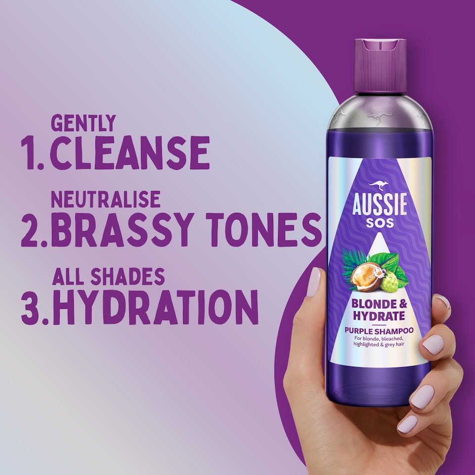 image 1 of Aussie SOS Blonde & Hydrate Purple Shampoo 300ml