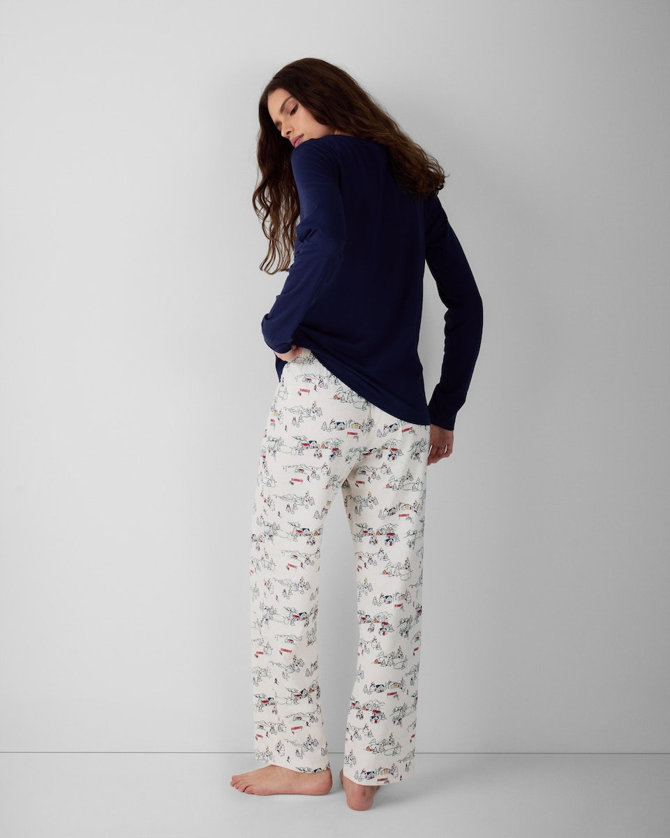 image 1 of F&F Pure Cotton Ski Club Pyjama Set in Navy