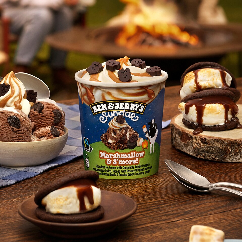 image 1 of Ben & Jerry's Sundae Marshmallow & S'more Ice Cream Tub 427ml