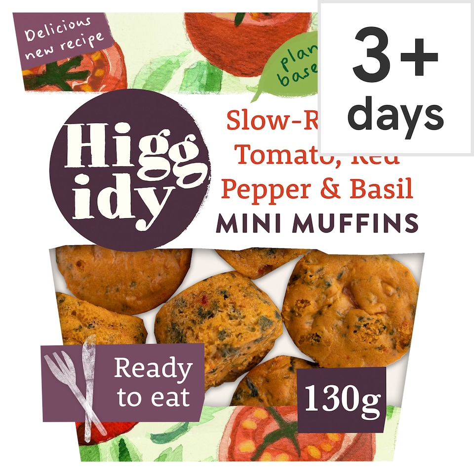 image 1 of Higgidy Slow-Roasted Tomato, Red Pepper & Basil Mini Muffins 130g