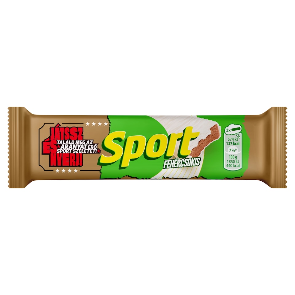 Sport fehér csokoládéval mártott rumos ízű kakaós szelet 31 g