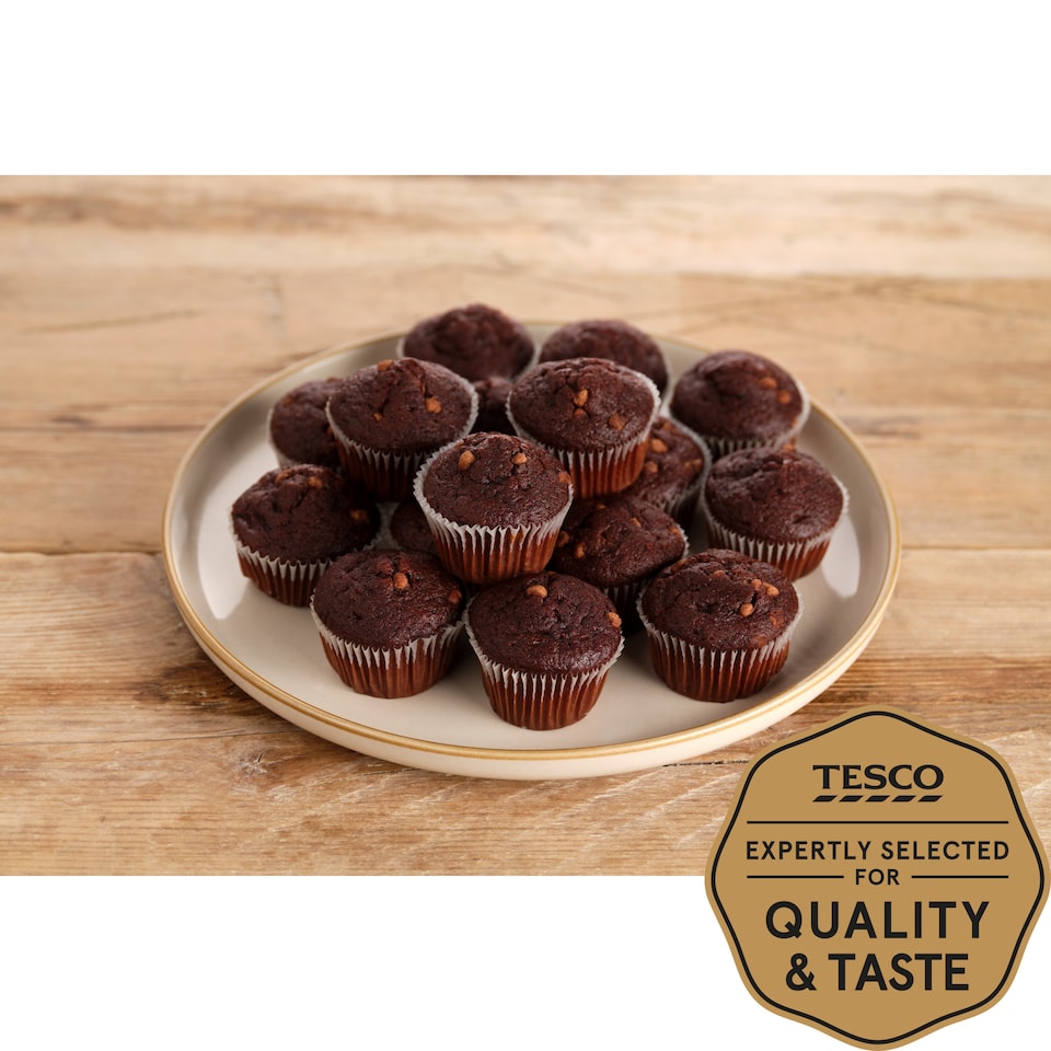 image 1 of Tesco Double Chocolate Mini Muffins 16 Pack
