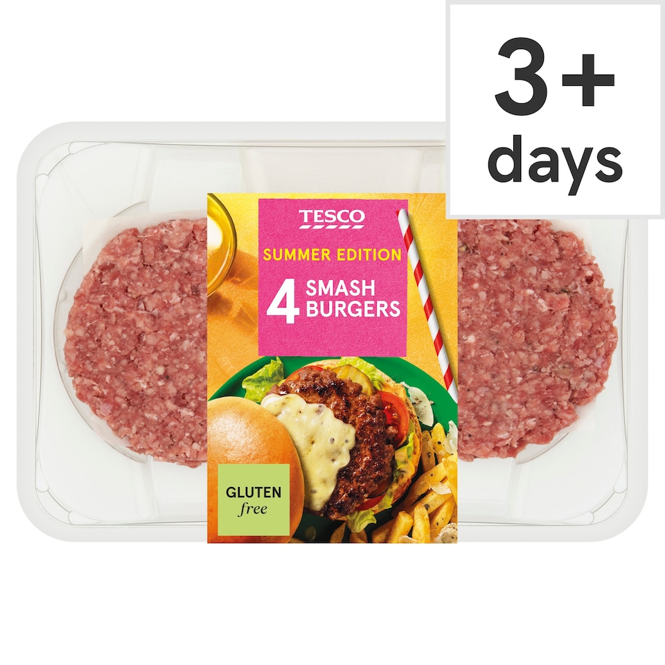 Tesco 4 Smash Burger 340g