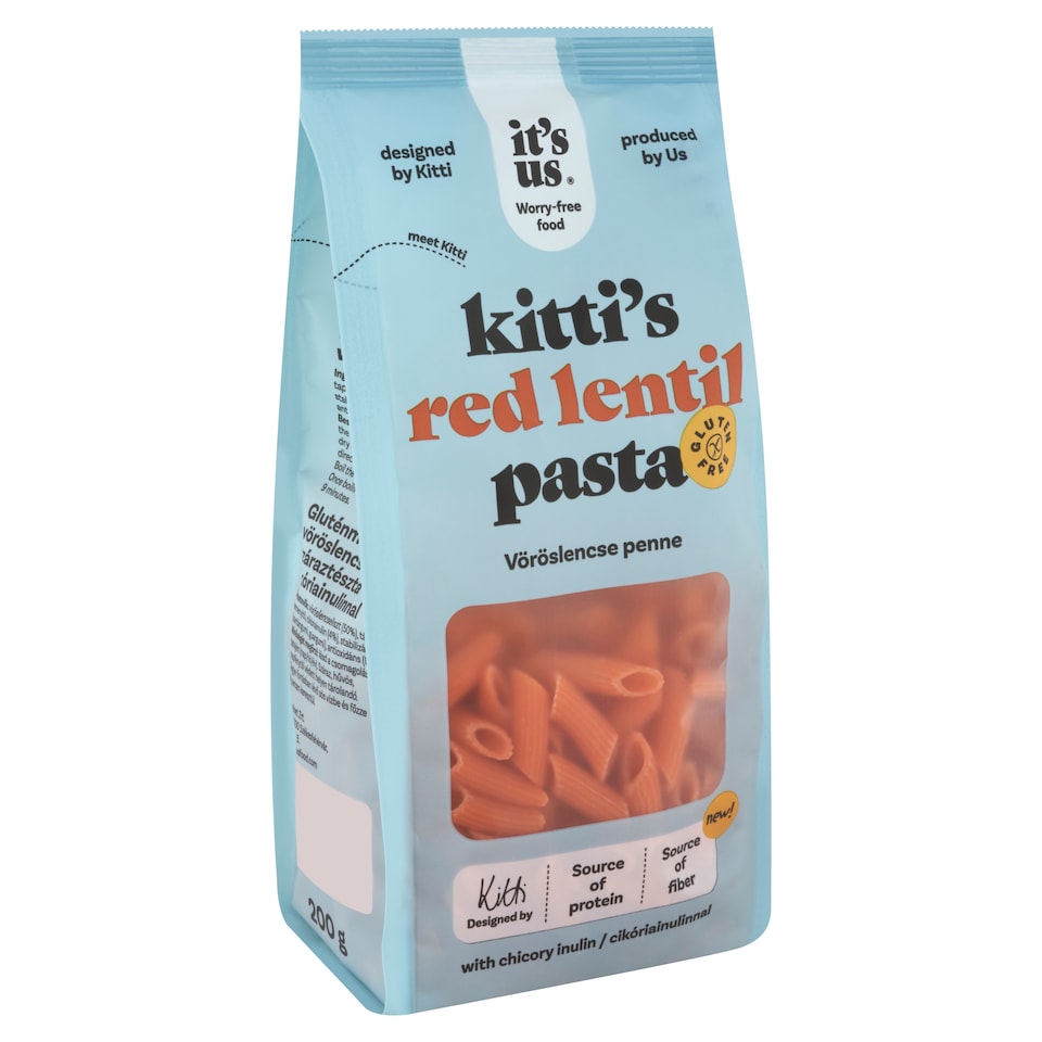 It's Us Kitti's gluténmentes vöröslencse penne cikóriainulinnal 200 g  1. kép