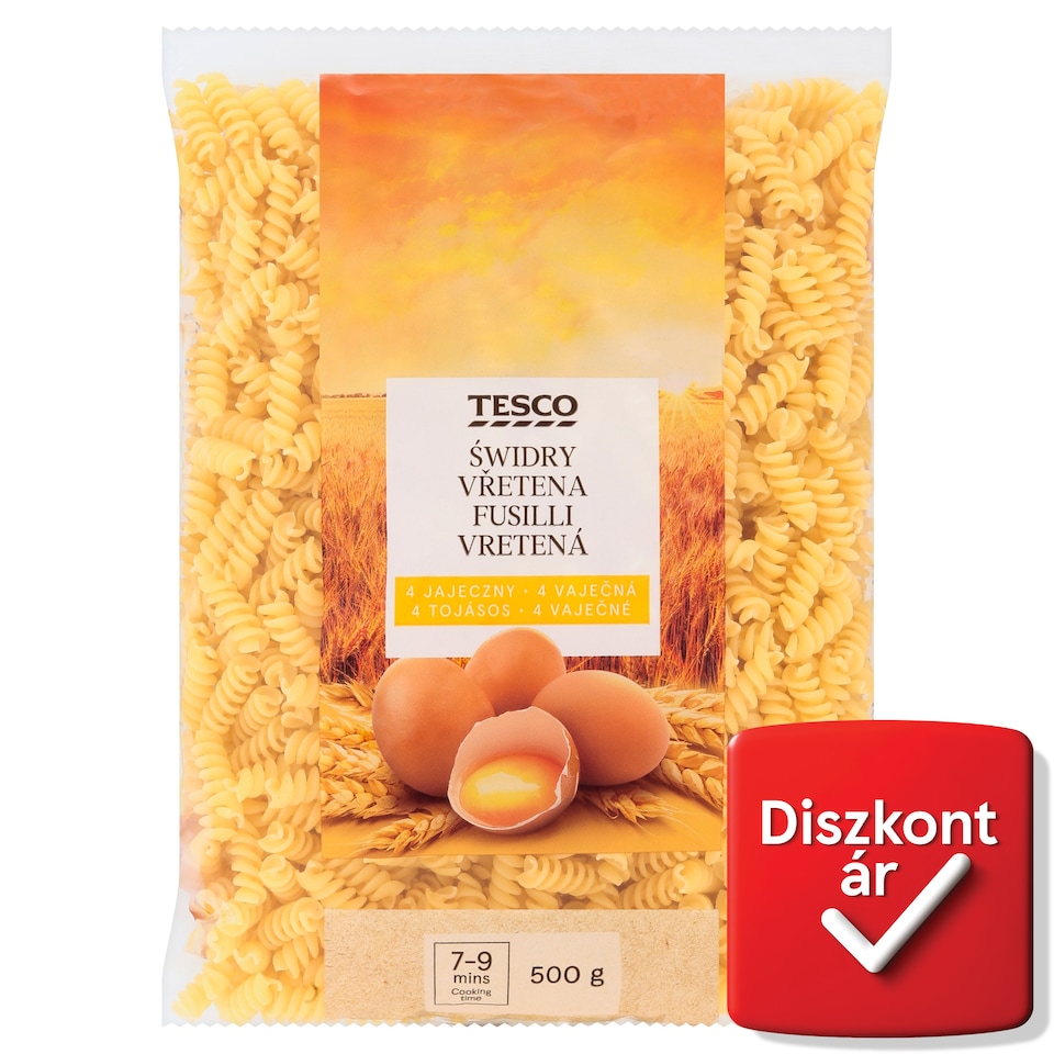 Tesco fusilli 4 tojásos száraztészta 500 g