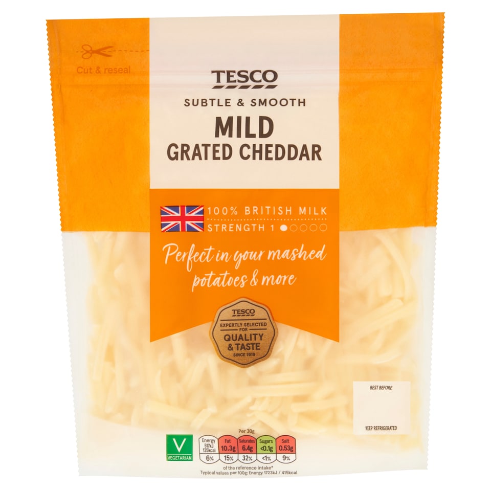 Tesco British Mild Grated Cheddar Cheese 250g
