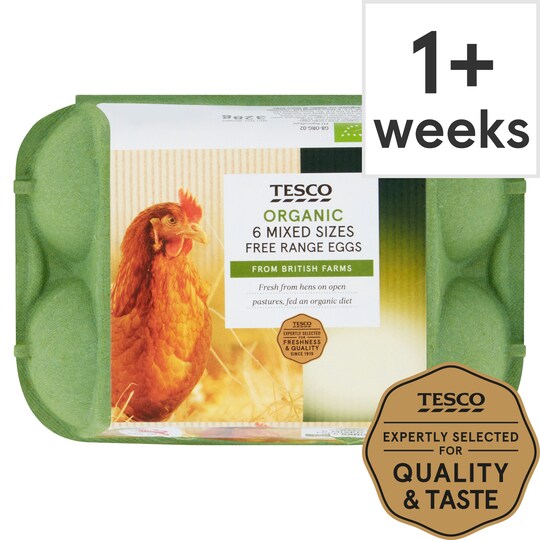 Tesco Mixed Sized Organic Eggs 6 Pack Tesco Groceries