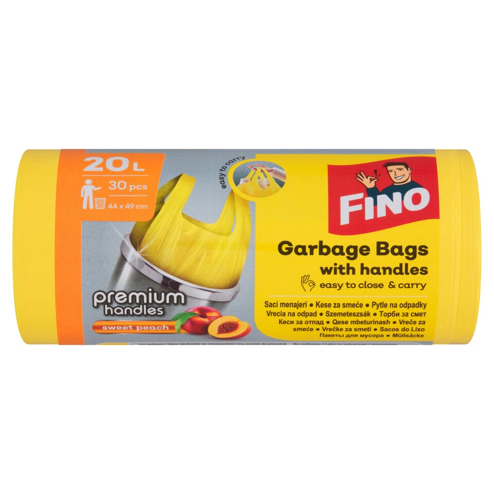 Fino Premium Handles Sweet Peach Garbage Bags 20L 30 pcs