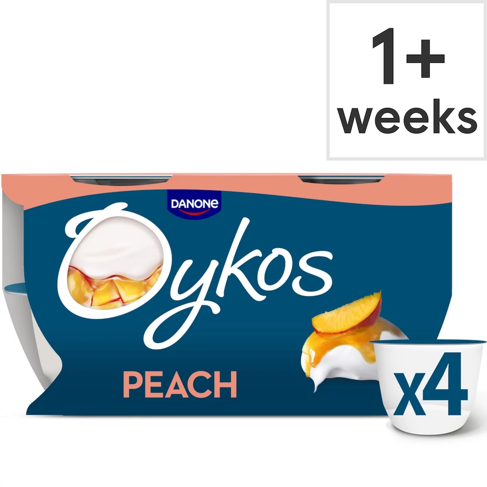 image 1 of Oykos Peach Luxury Greek Style Yoghurt Dessert 4x110g