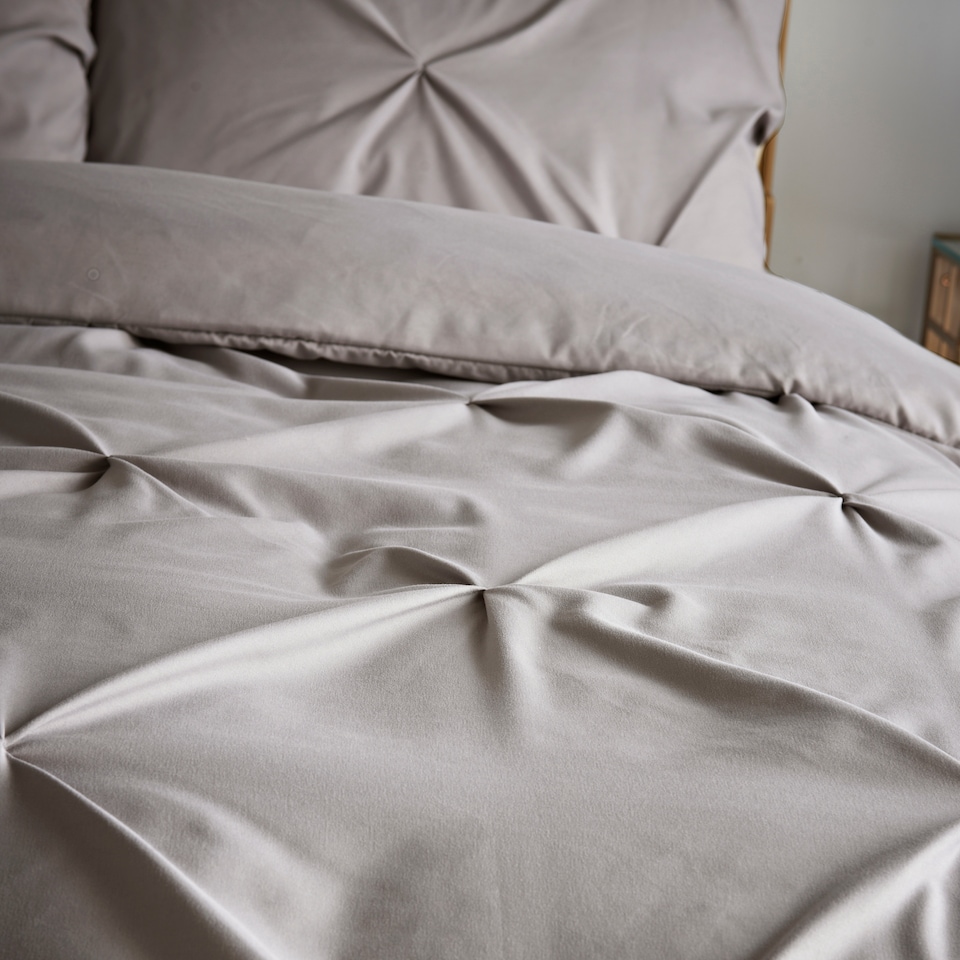 image 1 of Cosmoliving Grey Pintuck Duvet Set Kingsize