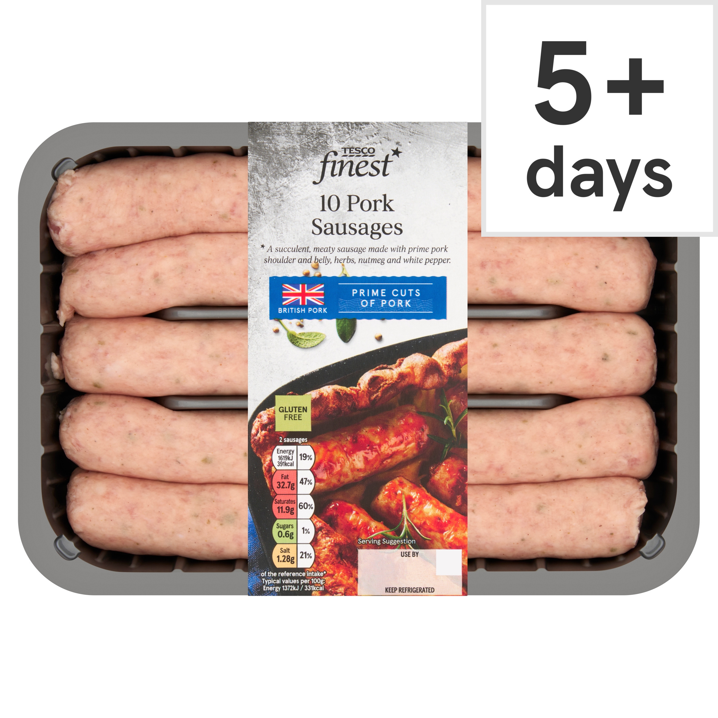 Tesco Finest 10 Traditional Pork Sausages 667G