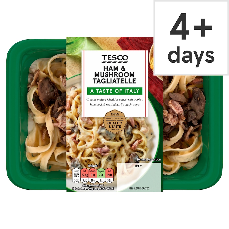 Tesco Ham & Mushroom Tagliatelle 400G