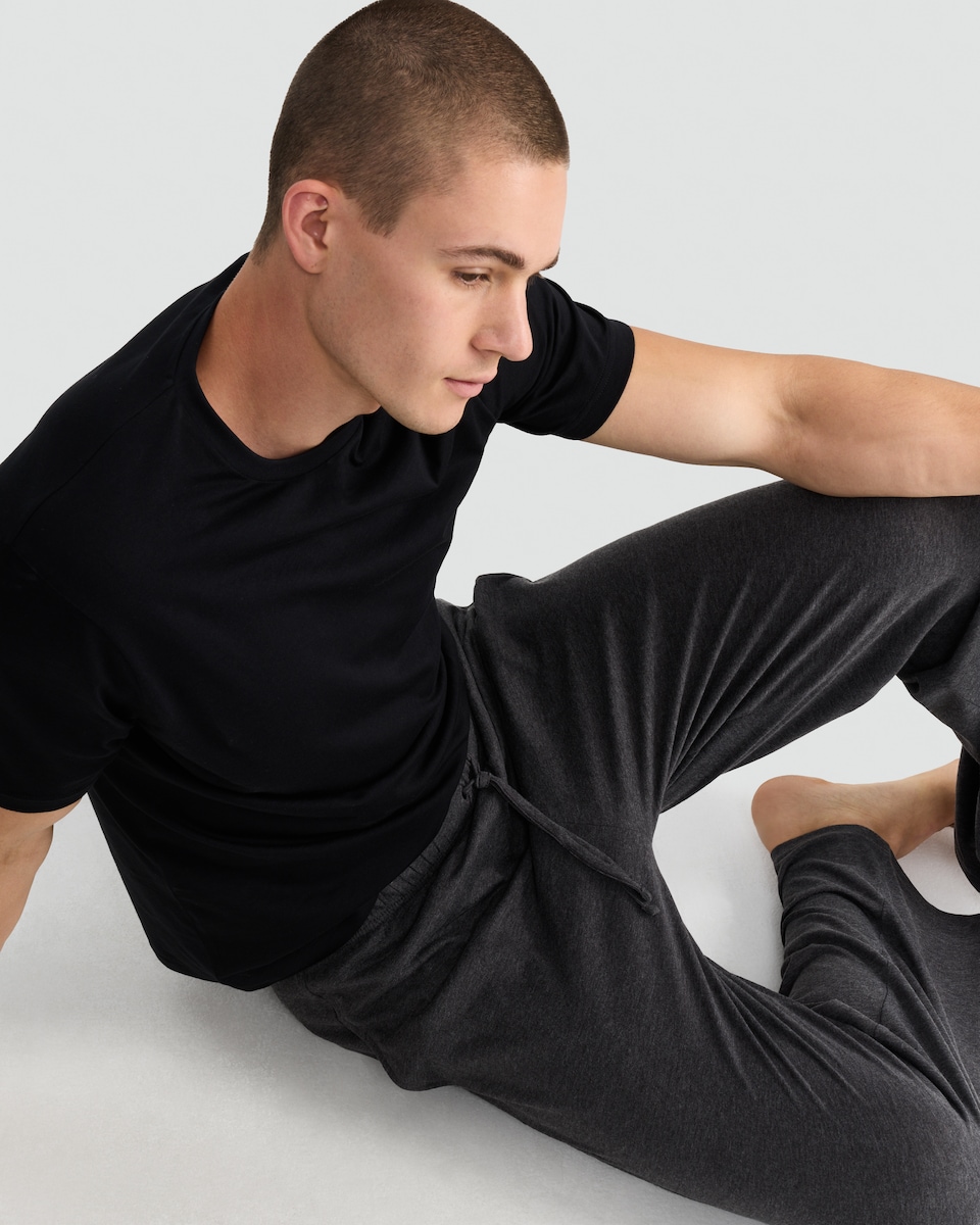 image 1 of F&F Cotton Rich Short Sleeved T-Shirt and Trousers Pyjama Set in Grey