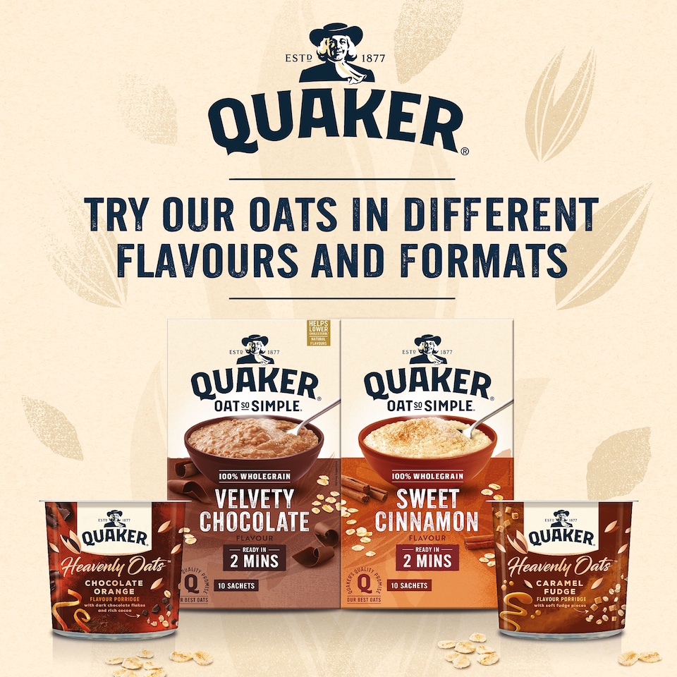 image 1 of Quaker Oat So Simple Sweet Cinnamon Porridge Sachets 10x33g